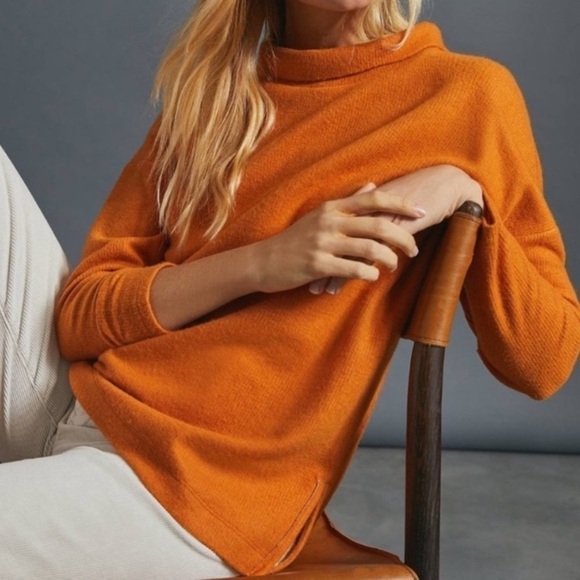 ANTHROPOLOGIE Orange Oversized Fleece Theresa Tunic - Picture 2 of 9